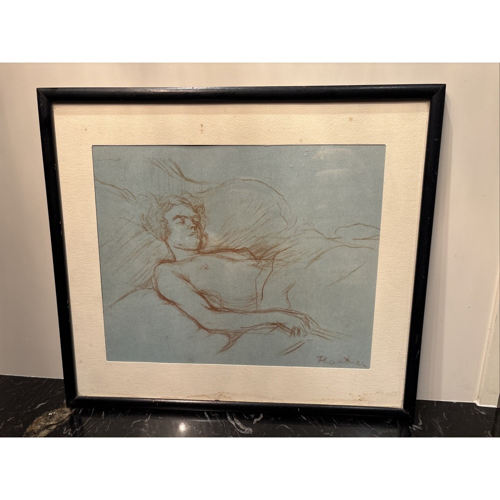 TOULOUSE LAUTREC OLD FRENCH ANTIQUE WOMAN SLEEPING LITHOGRAPH